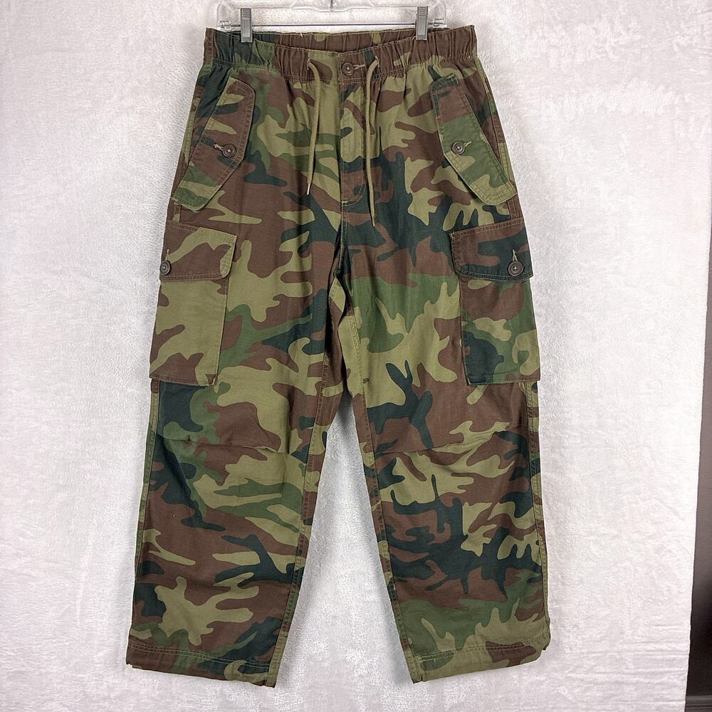 Levis Premium Pants Mens M Brown Green Camo Baggy Cargo M65 Flap Pocket Military